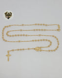(1-3363) Gold Laminate - 3.5mm Beads Rosary Necklace - 24" - BGF. - Fantasy World Jewelry