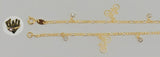 (1-0888) Gold Laminate - 2mm Figaro Link Bracelet w/Charms - 7.5" - BGF - Fantasy World Jewelry