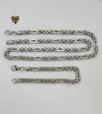 (4-7146) Stainless Steel - 6mm Alternative Link Men Set - 24''. - Fantasy World Jewelry