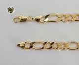 (1-0579) Gold Laminate - 8mm Figaro Bracelet - 7.5" - BGF - Fantasy World Jewelry