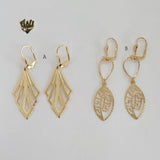 (1-1223) Gold Laminate - Long Earrings - BGF - Fantasy World Jewelry