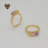 (1-3067) Laminado de Oro - Anillo Circonitas Multicolor - BGO