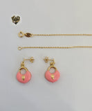 (1-6142) Gold Laminate- Pink Color Set - BGF - Fantasy World Jewelry