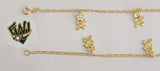 (1-0609) Gold Laminate Bracelet-2mm Figaro Link Bracelet w/Charms -7.5''-BGO - Fantasy World Jewelry