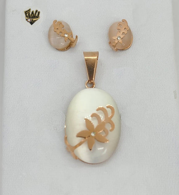 (4-9037) Stainless Steel - Flower Set. - Fantasy World Jewelry