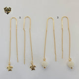(1-1230) Gold Laminate - Long Earrings - BGF - Fantasy World Jewelry