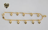 (1-0189) Gold Laminate - 2.5mm Figaro Anklet w/Charms - 10" - BGF - Fantasy World Jewelry