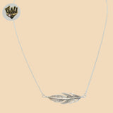 (2-66001) 925 Sterling Silver - 1mm Leaf Necklace - 17" - Fantasy World Jewelry