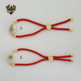 (1-60100) - Gold Plated Red String Pearl Bracelet.