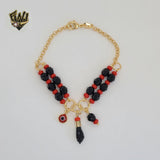 (1-0689-2) Gold Laminate - 5.5mm Azabache Link Bracelet - 7.5" - BGF