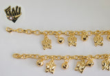 (1-0594) Gold Laminate Bracelet-7mm Rolo Chain Bracelet w/Charms -7.5''-BGO - Fantasy World Jewelry