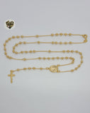 (1-3319-1) Gold Laminate - 3.5mm Beads Rosary Necklace - 23.5" - BGO - Fantasy World Jewelry