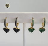 (1-2676-H) Gold Laminate - Crystal Heart Huggies - BGO - Fantasy World Jewelry