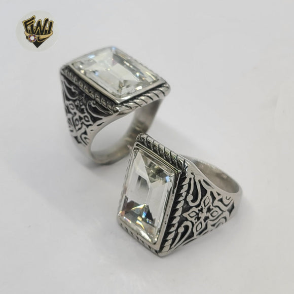 (4-0024) Stainless Steel - CZ Men Ring. - Fantasy World Jewelry