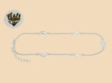 (2-0144) 925 Sterling Silver - 1.5mm Rolo Link Moon and Sun Anklet - 10" - Fantasy World Jewelry