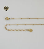 (4-7084) Stainless Steel - 1mm Balls Link Necklace with Pendant - 18". - Fantasy World Jewelry