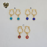 (1-2624) Gold Laminate - Evil Eye Charm Hoops - BGF