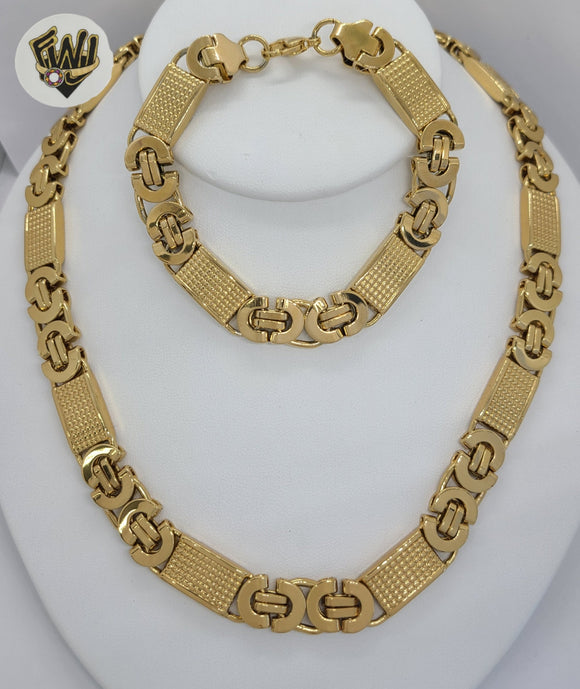 (4-7119) Stainless Steel - 11mm Alternative Link Men Set - 22