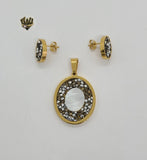 (4-9028-A) Stainless Steel - Zircon Oval Set. - Fantasy World Jewelry