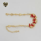 (1-0541-1) Gold Laminate - 3mm Link Chunky Elephants Bracelet - 7.5" - BGO