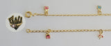 (1-60000) Gold Laminate-1.5mm Link Kids Bracelet w/ Charms- 5.5" - BGO - Fantasy World Jewelry