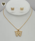 (1-6441) Gold Laminate - Zircon Butterfly Set - BGO - Fantasy World Jewelry