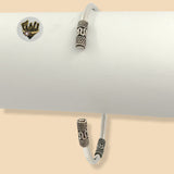 (2-0671) 925 Sterling Silver - 2.5mm Bangle with Oxidized Design - 2.1/2" - Fantasy World Jewelry