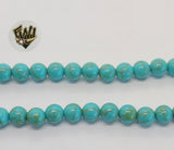 (MBEAD-62-1) 8mm Blue Turquoise Beads - Round - Fantasy World Jewelry
