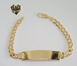 (1-60068) Gold Laminate - 7mm Curb Link Men Bracelet w/Plate - 8.5" - BGF - Fantasy World Jewelry