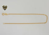 (1-0032) Gold Laminate - 2mm Flat Mariner Link Anklet - 10" - BGF