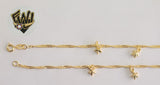 (1-0612) Gold Laminate Bracelet-2mm Singapore Bracelet w/ Charms-7.5''-BGO - Fantasy World Jewelry