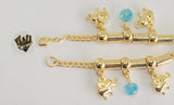 (1-0734) Gold Laminate -4mm Curb Link Bracelets w/ Elephants and Beads- 7.5" -BGO - Fantasy World Jewelry