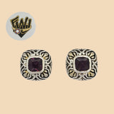 (2-3119) 925 Sterling Silver - Zircon Stud Earrings. - Fantasy World Jewelry