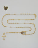 (1-3342) Gold Laminate - 2.5mm Saint Michael Archangel Rosary Necklace - 24" - BGO.