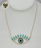 (1-6040) Gold Laminate - 3mm Zircon Evil Eye Necklace - BGF - Fantasy World Jewelry