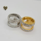 (4-0059) Stainless Steel - CZ Double Band Ring. - Fantasy World Jewelry