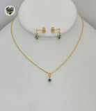 (1-6048) Gold Laminate - Blue Eye Set - BGF - Fantasy World Jewelry