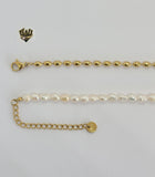 (4-7011) Stainless Steel - 4mm Pearl and Balls Necklace. - Fantasy World Jewelry