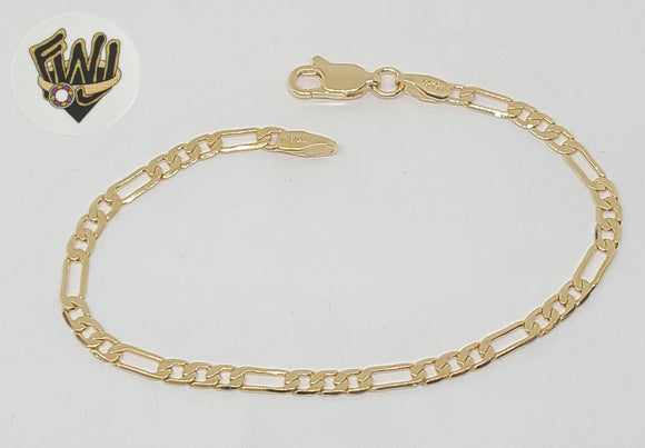 (1-0407) Gold Laminate - 3.5mm Flat Figaro Bracelet - BGF - Fantasy World Jewelry