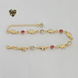 (1-0575) Gold Laminate - 6mm Elephants Bracelet - 8" - BGF - Fantasy World Jewelry