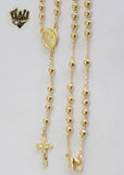(1-3305) Gold Laminate - 4mm Beads Rosary Necklace - 18'' - BGO - Fantasy World Jewelry