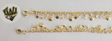 (1-0616) Gold Laminate Bracelet-2mm Box Bracelet w/Charms -7.5''-BGF - Fantasy World Jewelry