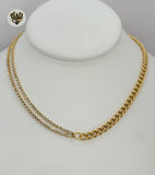 (4-7014) Stainless Steel - 5mm Zircon Curb Link Necklace - 16". - Fantasy World Jewelry