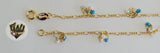 (1-60004) Gold Laminate-1.5mm Figaro Link Bracelet w/ Beads- 7" - BGO - Fantasy World Jewelry