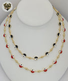 (1-3902-L) Gold Laminate - 8mm Eyes Necklace - BGO