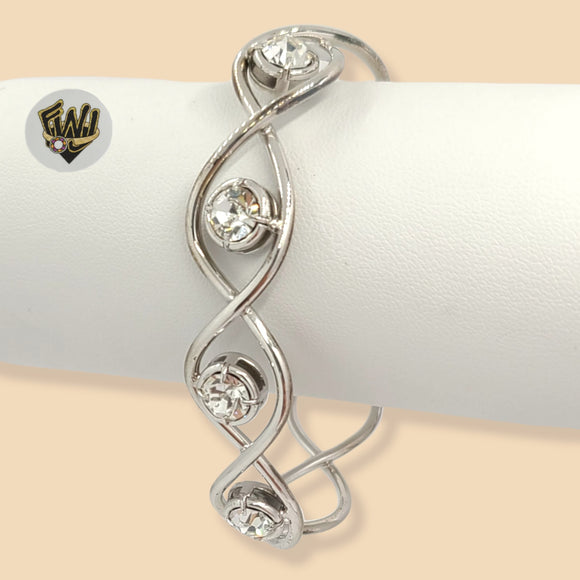 (2-0711) 925 Sterling Silver - 14mm Zircon Bangle - 2.1/2