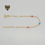 (1-0786) Gold Laminate - 1.5mm Multicolor Balls Bracelet - 7.5" - BGF - Fantasy World Jewelry