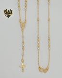 (1-3328) Gold Laminate - 3mm Miraculous Virgin Rosary Necklace - 18" - BGF.