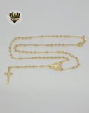 (1-3332) Gold Laminate - 3mm Beads Rosary Necklace - 18" - BGF. - Fantasy World Jewelry