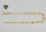 (1-0109) Gold Laminate - 3mm Figaro Link Shell Anklet - BGF - Fantasy World Jewelry